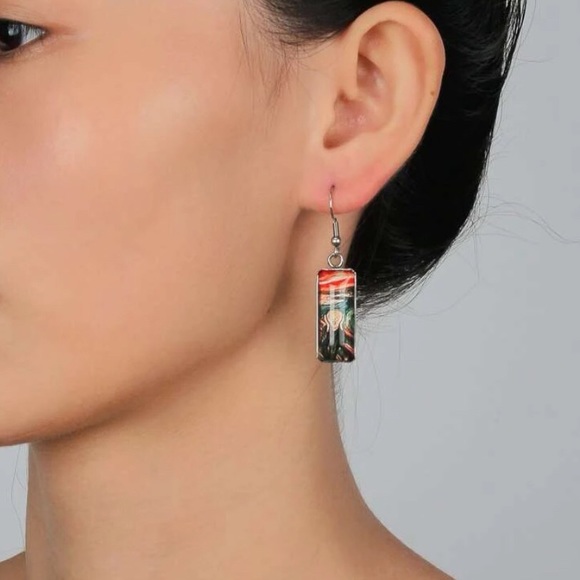 New ‘The Scream’ Art Series Drop Dangle Earrings | Munch Art Print - Painting - Picture 9 of 14